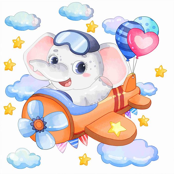 استیکر دیواری کودک راتیانا مدل pilot elephent